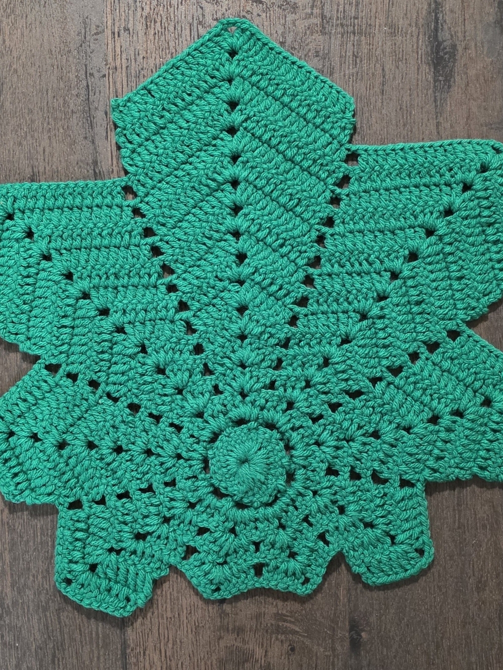 Handmade Teal Crochet Star Doily - Home Accent